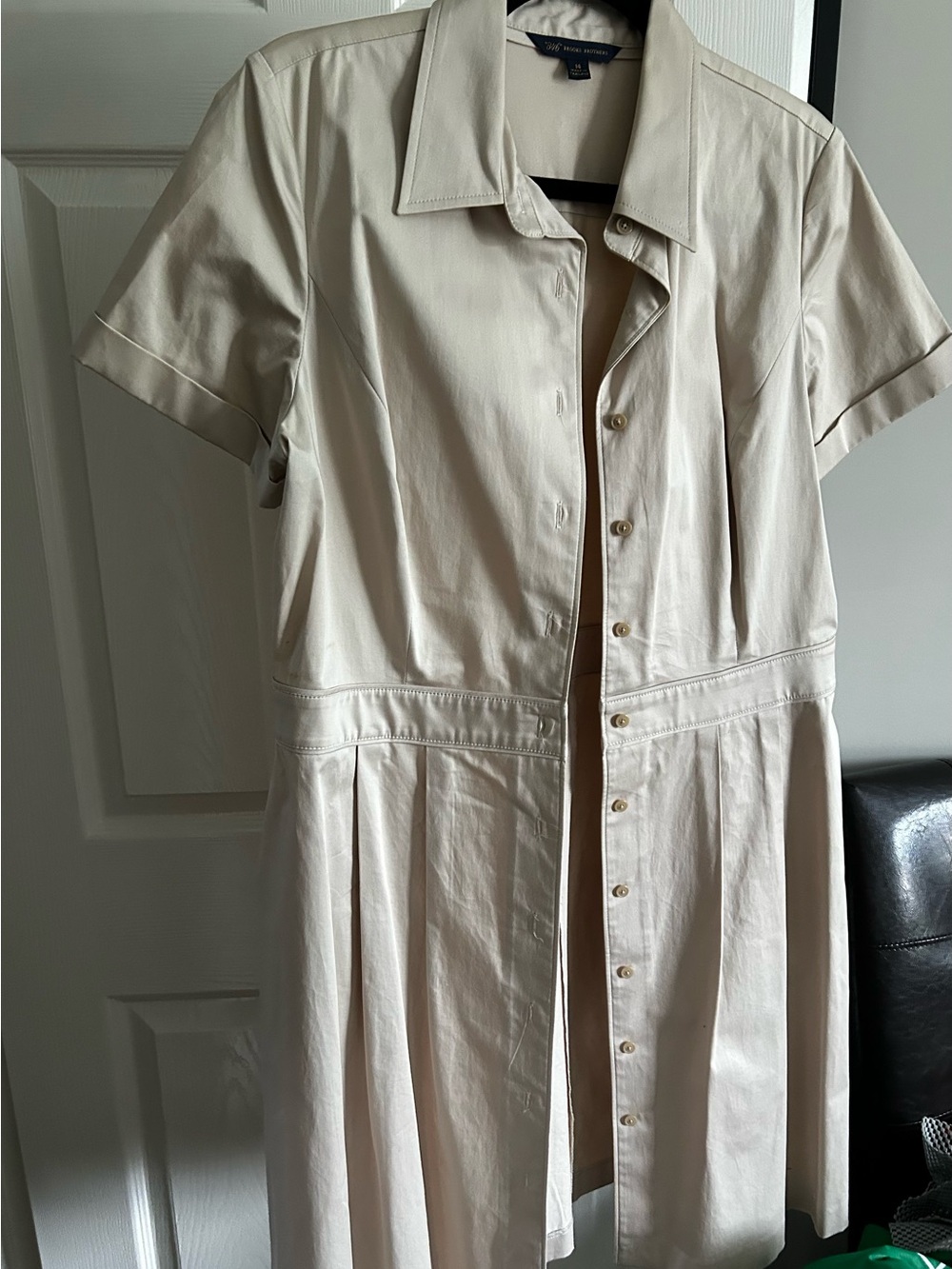 Brooks Brothers Cream Short-Sleeve Shirt Dress